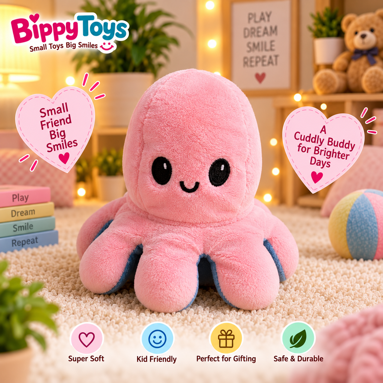 Pink Octopus Plush