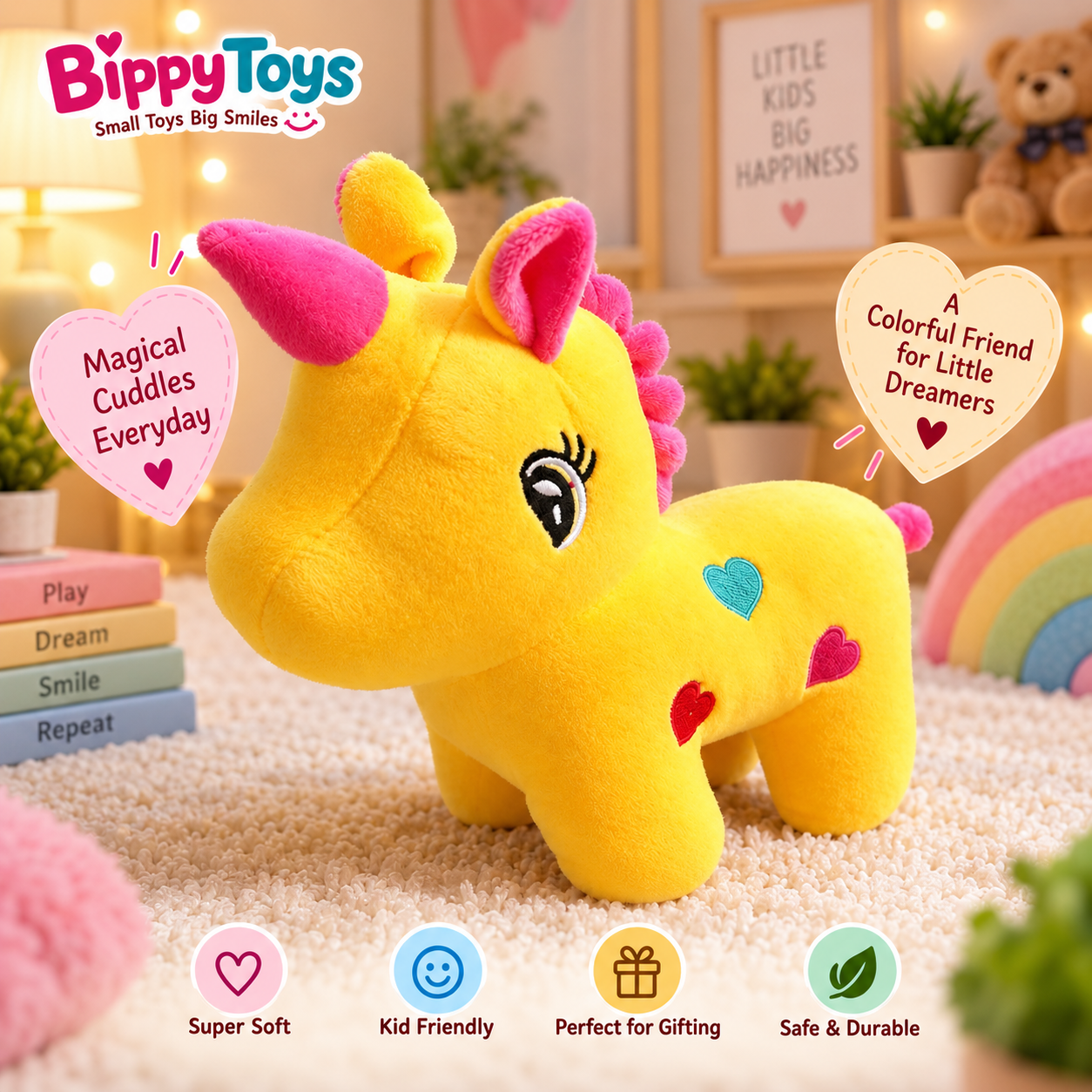 Yellow Unicorn Plush